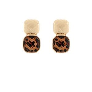 Leopard Faceted Stone Stud Earrings